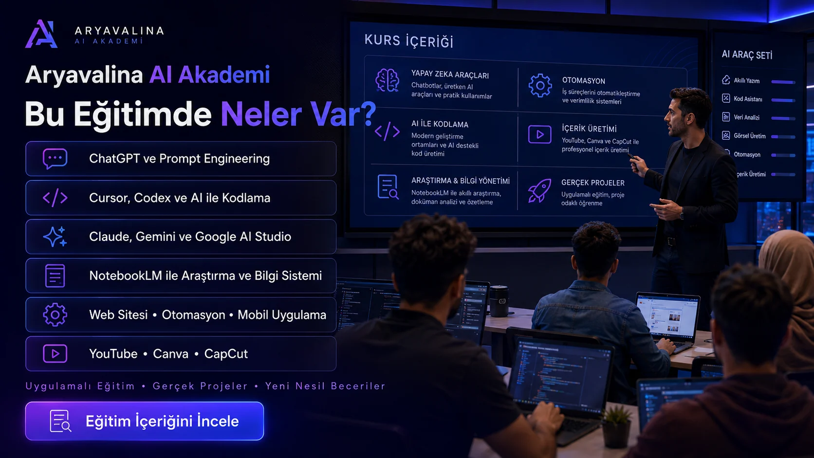 Aryavalina AI Akademi eğitim içeriği görseli